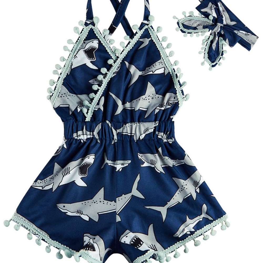 Girl’s 18-24 Months Shark Romper!